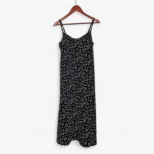 Dippin' Daisy's Cowl Neck Spaghetti Strap Black Patterned Midi Slip Dress M